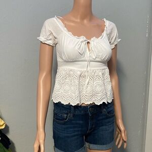 Girly Feminine Top With Lace Details!